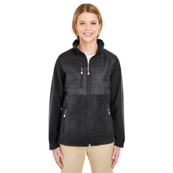 UltraClub Ladies' Fleece Jacket with Quilted Yoke Overlay - 8493 - Picture 1 of 3